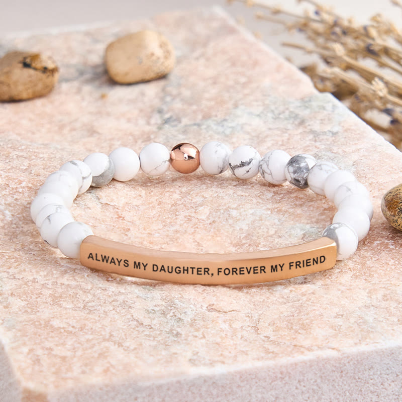 FuAttract Always My Daughter Forever My Friend Tube Bead Bracelet - White Turquoise - Rose Gold - image 28