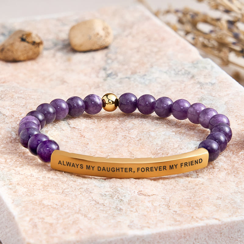 FuAttract Always My Daughter Forever My Friend Tube Bead Bracelet - Amethyst - Gold - image 22