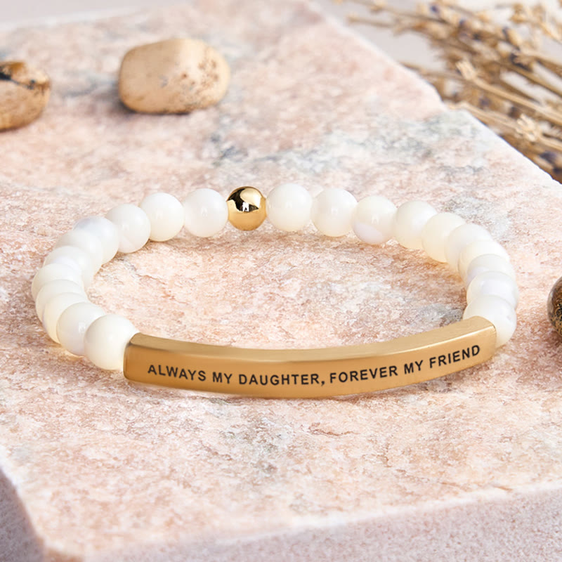FuAttract Always My Daughter Forever My Friend Tube Bead Bracelet - Moonstone - Gold - image 48