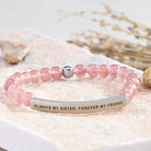 FuAttract Always My Sister Forever My Friend Tube Bead Bracelet - Strawberry Quartz - Silver - image 14