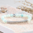FuAttract Always My Sister Forever My Friend Tube Bead Bracelet - Amazonite - Silver - image 7