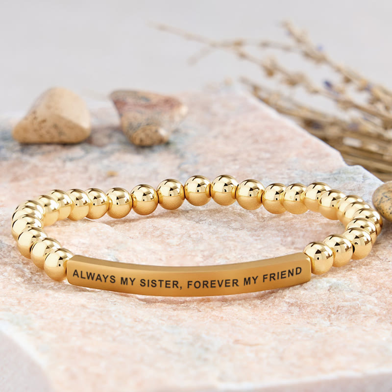 FuAttract Always My Sister Forever My Friend Tube Bead Bracelet - Stainless Steel - Gold - image 26