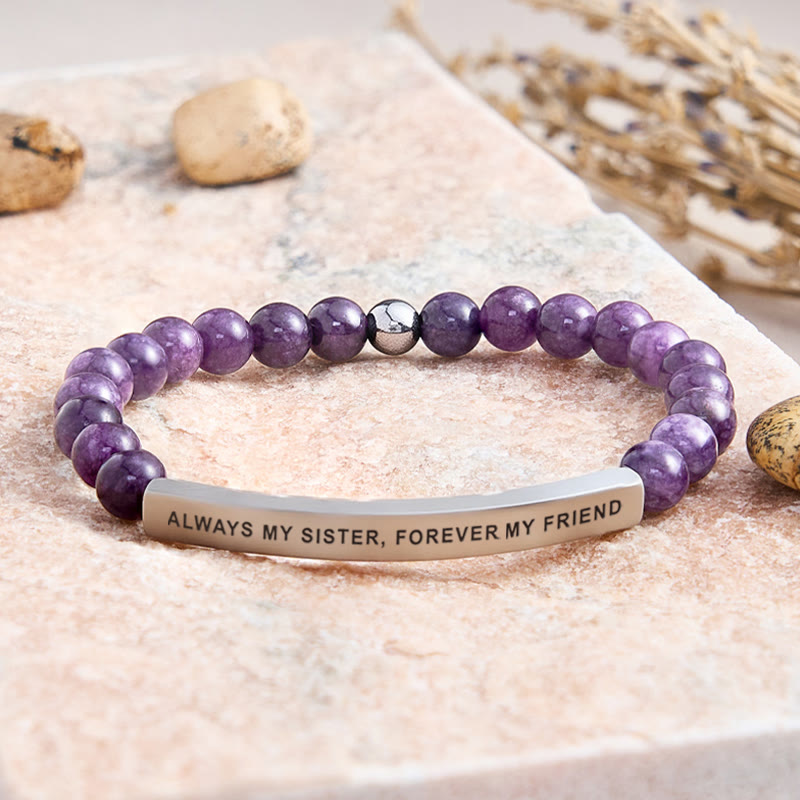 FuAttract Always My Sister Forever My Friend Tube Bead Bracelet - Amethyst - Silver - image 21