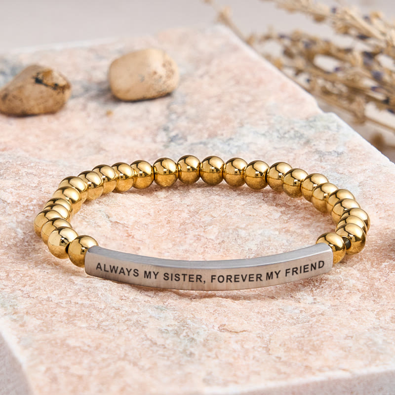 FuAttract Always My Sister Forever My Friend Tube Bead Bracelet - Stainless Steel - Silver - image 25