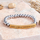 FuAttract Always My Sister Forever My Friend Tube Bead Bracelet - Hematite - Gold - image 38