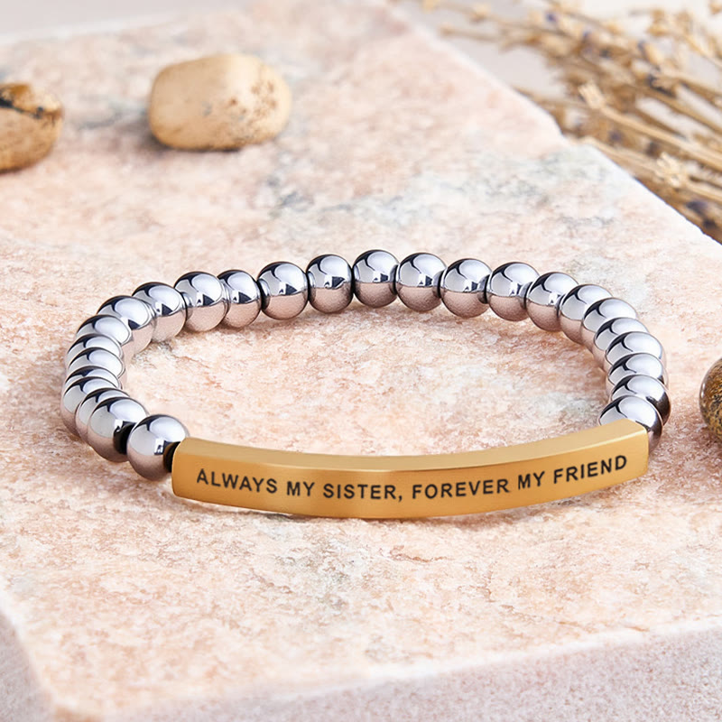 FuAttract Always My Sister Forever My Friend Tube Bead Bracelet - Hematite - Gold - image 38