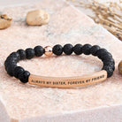 FuAttract Always My Sister Forever My Friend Tube Bead Bracelet - Lava Rock - Rose Gold - image 32