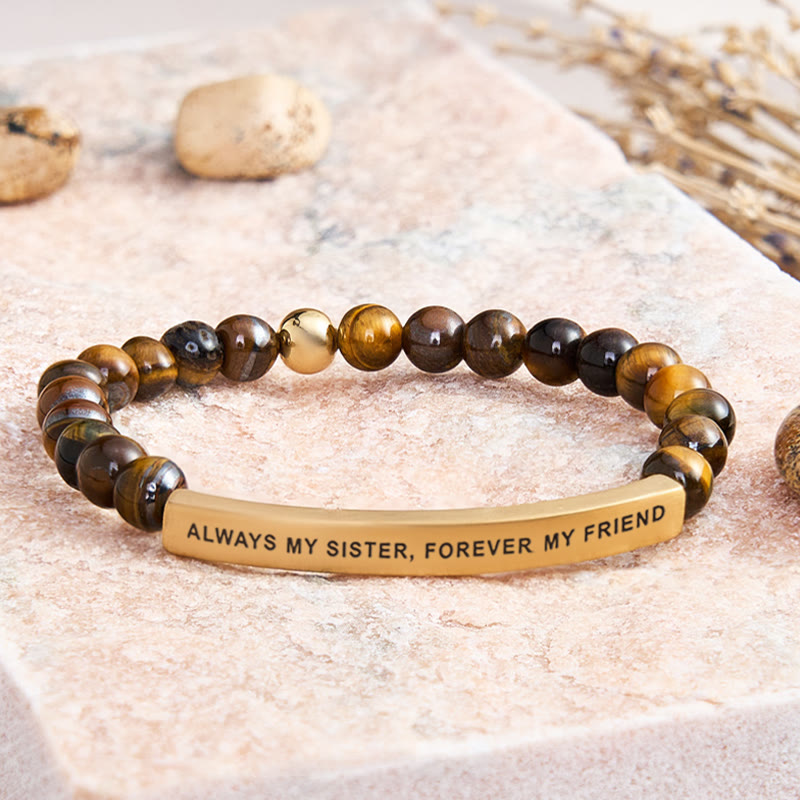 FuAttract Always My Sister Forever My Friend Tube Bead Bracelet - Tiger's Eye - Gold - image 41