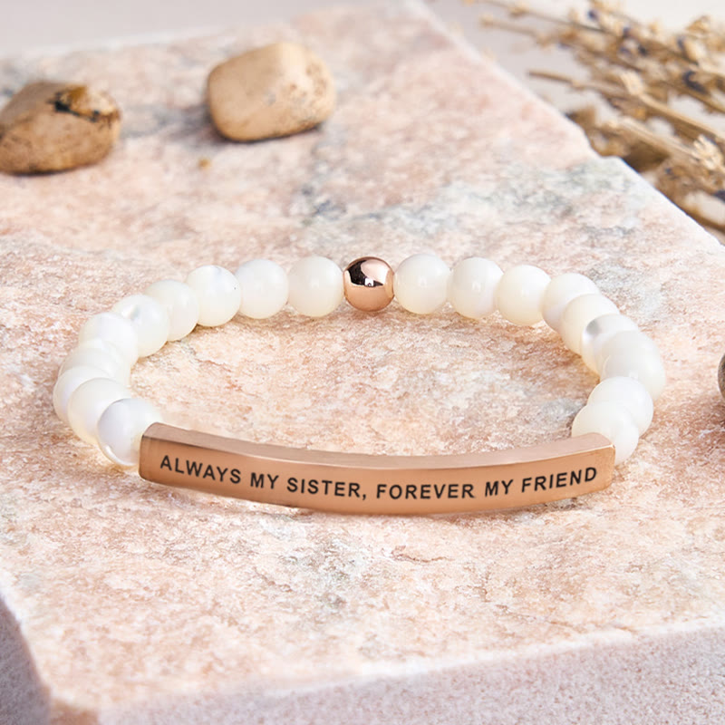 FuAttract Always My Sister Forever My Friend Tube Bead Bracelet - Moonstone - Rose Gold - image 46