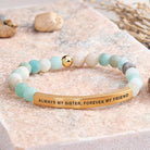 FuAttract Always My Sister Forever My Friend Tube Bead Bracelet - Matt Amazonite - Gold - image 11
