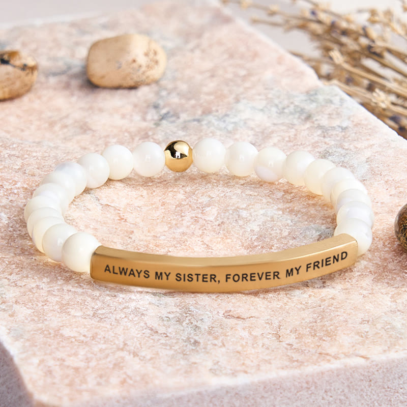 FuAttract Always My Sister Forever My Friend Tube Bead Bracelet - Moonstone - Gold - image 48