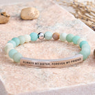 FuAttract Always My Sister Forever My Friend Tube Bead Bracelet - Matt Amazonite - Silver - image 10