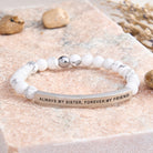 FuAttract Always My Sister Forever My Friend Tube Bead Bracelet - White Turquoise - Silver - image 29