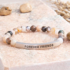 FuAttract Forever Friends Tube Bead Bracelet - Bamboo Leaf Agate - Silver - image 1