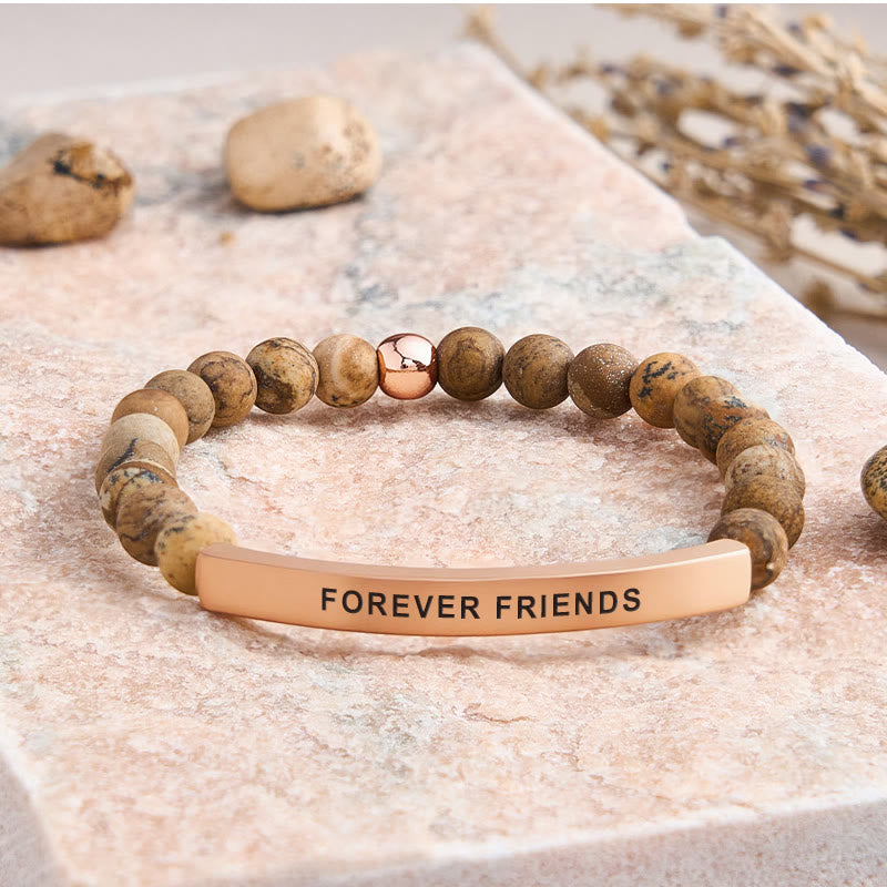 FuAttract Forever Friends Tube Bead Bracelet - Picture Jasper - Rose Gold - image 43