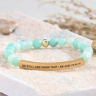 FuAttract Be Still And Know That I Am God Psalm 46:10 Tube Bead Bracelet - Amazonite - Gold - image 12