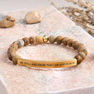 FuAttract Be Still And Know That I Am God Psalm 46:10 Tube Bead Bracelet - Picture Jasper - Gold - image 45