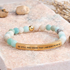 FuAttract Be Still And Know That I Am God Psalm 46:10 Tube Bead Bracelet - Matt Amazonite - Gold - image 15