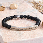 FuAttract Be Still And Know That I Am God Psalm 46:10 Tube Bead Bracelet - Lava Rock - Silver - image 1