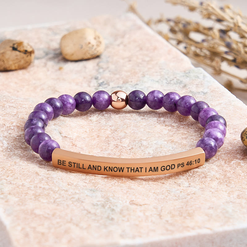 FuAttract Be Still And Know That I Am God Psalm 46:10 Tube Bead Bracelet - Amethyst - Rose Gold - image 24