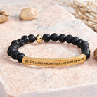 FuAttract Be Still And Know That I Am God Psalm 46:10 Tube Bead Bracelet - Lava Rock - Gold - image 2