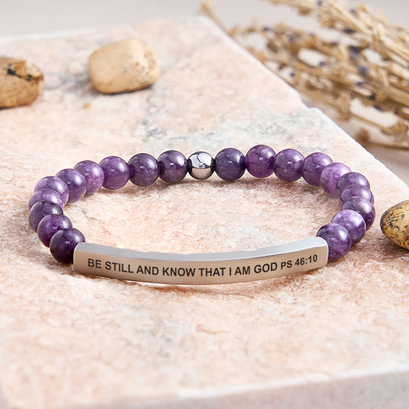 FuAttract Be Still And Know That I Am God Psalm 46:10 Tube Bead Bracelet - Amethyst - Silver - image 25