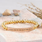 FuAttract I Love You To The Moon And Back Tube Bead Bracelet - Stainless Steel - Rose Gold - image 28