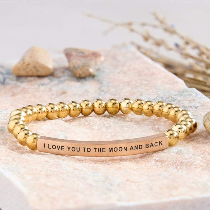 FuAttract I Love You To The Moon And Back Tube Bead Bracelet - Stainless Steel - Rose Gold - image 28