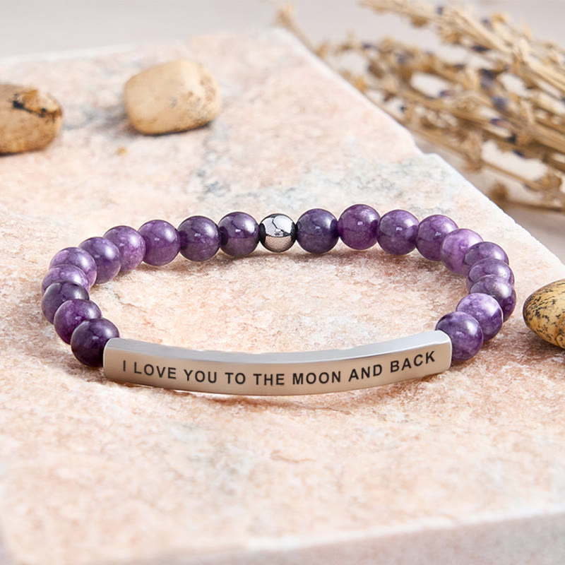 FuAttract I Love You To The Moon And Back Tube Bead Bracelet - Amethyst - Silver - image 25