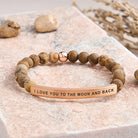 FuAttract I Love You To The Moon And Back Tube Bead Bracelet - Picture Jasper - Rose Gold - image 47