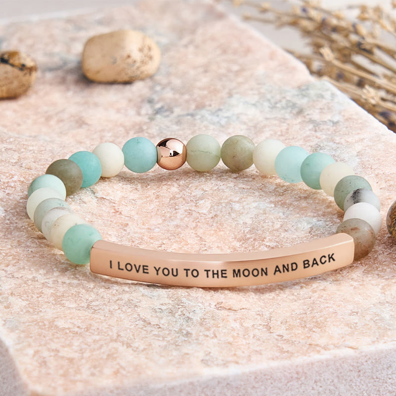 FuAttract I Love You To The Moon And Back Tube Bead Bracelet - Matt Amazonite - Rose Gold - image 13
