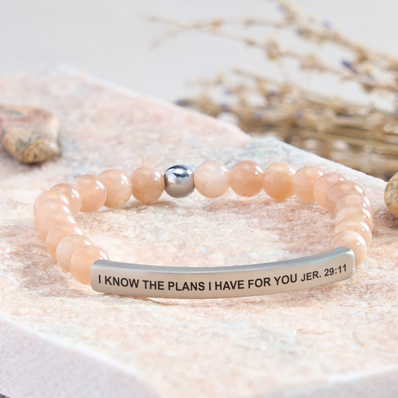 FuAttract I Know The Plans I Have For You Jer. 29:11 Tube Bead Bracelet - Sunstone - Silver - image 7
