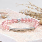FuAttract I Know The Plans I Have For You Jer. 29:11 Tube Bead Bracelet - Strawberry Quartz - Silver - image 18