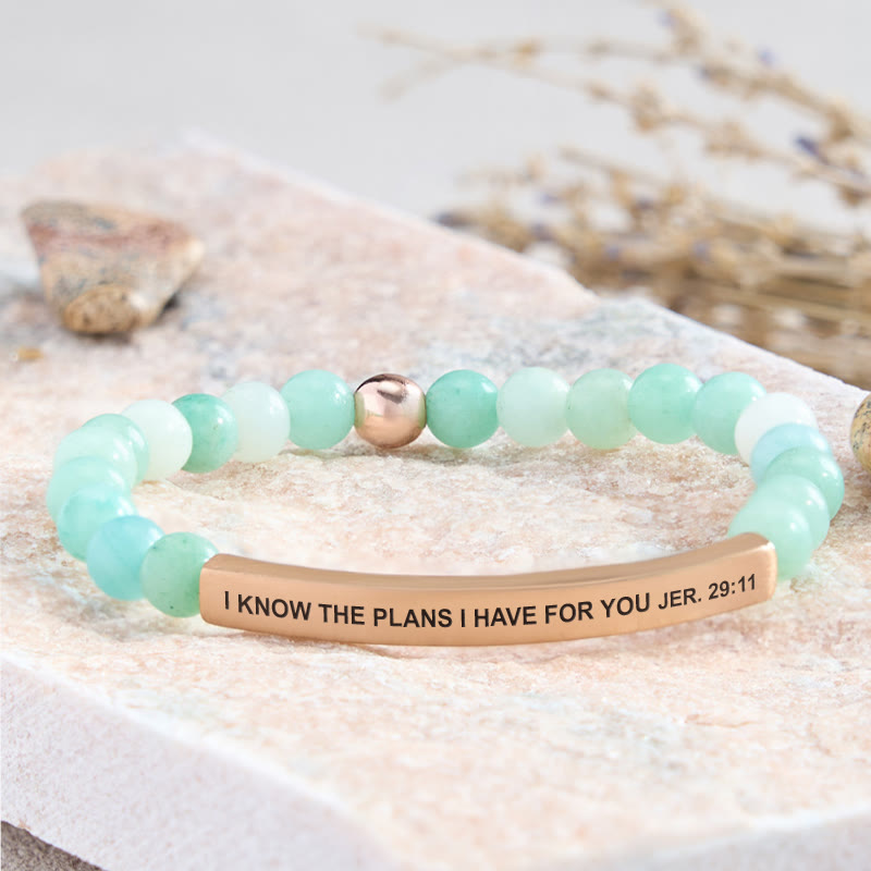 FuAttract I Know The Plans I Have For You Jer. 29:11 Tube Bead Bracelet - Amazonite - Rose Gold - image 10