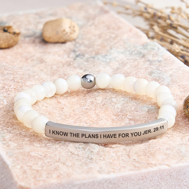 FuAttract I Know The Plans I Have For You Jer. 29:11 Tube Bead Bracelet - Moonstone - Silver - image 47