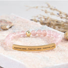 FuAttract Positive Mind - Positive Vibes - Positive Life Tube Bead Bracelet - Strawberry Quartz - Gold - image 16
