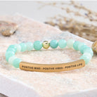 FuAttract Positive Mind - Positive Vibes - Positive Life Tube Bead Bracelet - Amazonite - Gold - image 2