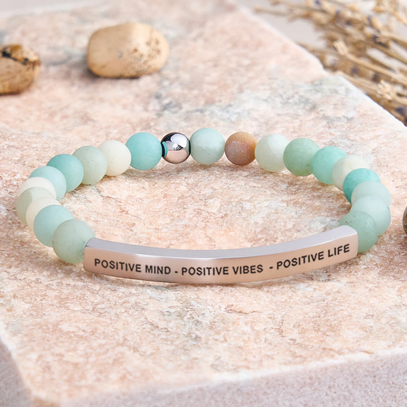 FuAttract Positive Mind - Positive Vibes - Positive Life Tube Bead Bracelet - Matt Amazonite - Rose Gold - image 7