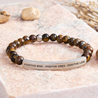FuAttract Positive Mind - Positive Vibes - Positive Life Tube Bead Bracelet - Tiger's Eye - Silver - image 41