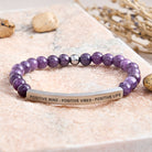 FuAttract Positive Mind - Positive Vibes - Positive Life Tube Bead Bracelet - Amethyst - Silver - image 22
