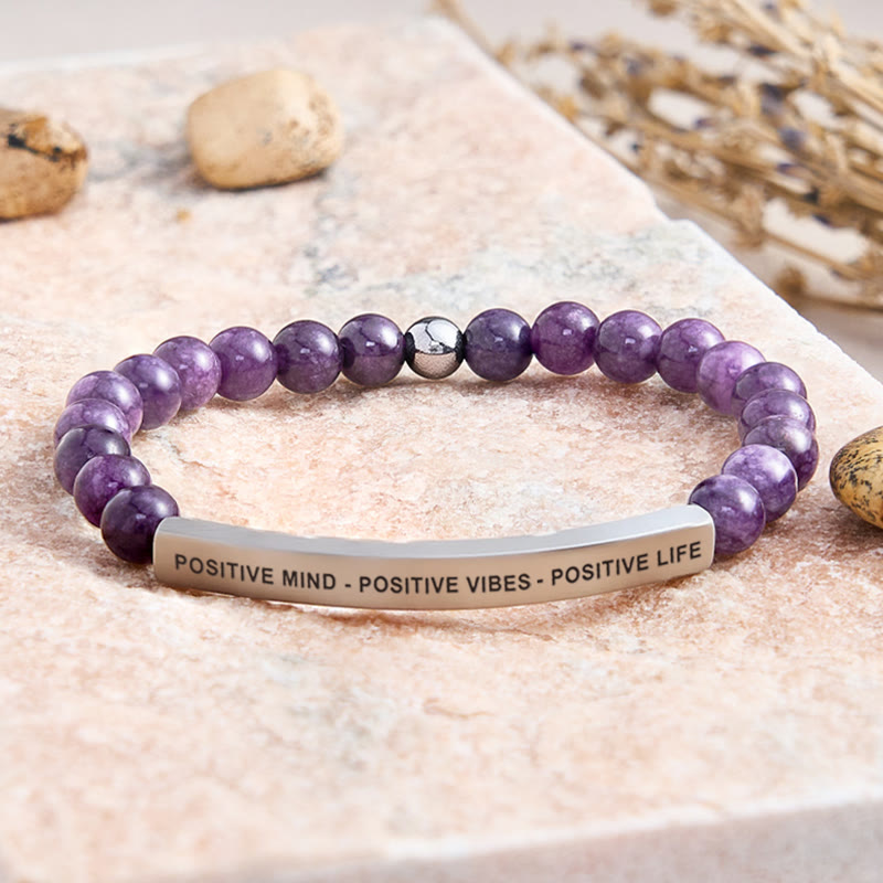 FuAttract Positive Mind - Positive Vibes - Positive Life Tube Bead Bracelet - Amethyst - Silver - image 22