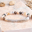 FuAttract Positive Mind - Positive Vibes - Positive Life Tube Bead Bracelet - Bamboo Leaf Agate - Silver - image 19