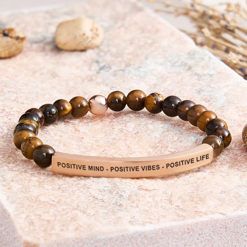FuAttract Positive Mind - Positive Vibes - Positive Life Tube Bead Bracelet - Tiger's Eye - Rose Gold - image 40