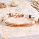 FuAttract Positive Mind - Positive Vibes - Positive Life Tube Bead Bracelet - Bamboo Leaf Agate - Rose Gold - image 18