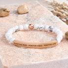 FuAttract Positive Mind - Positive Vibes - Positive Life Tube Bead Bracelet - White Turquoise - Rose Gold - image 29