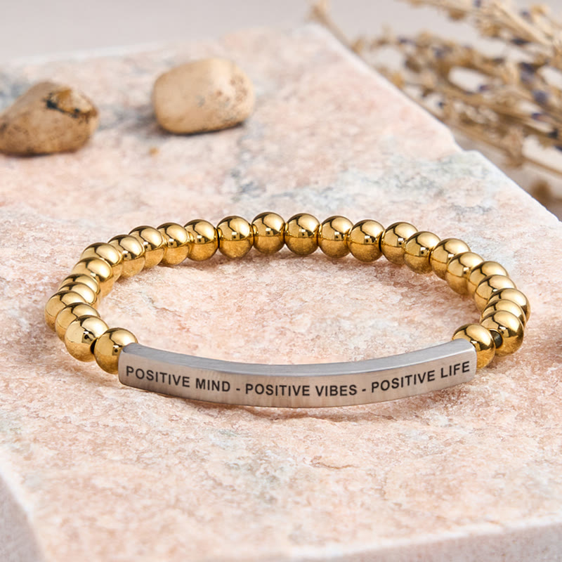 FuAttract Positive Mind - Positive Vibes - Positive Life Tube Bead Bracelet - Stainless Steel - Silver - image 26