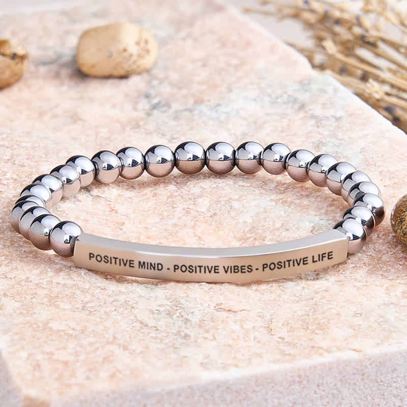 FuAttract Positive Mind - Positive Vibes - Positive Life Tube Bead Bracelet - Hematite - Silver - image 38