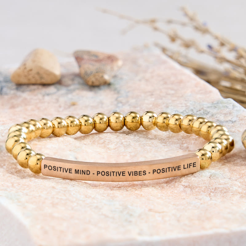 FuAttract Positive Mind - Positive Vibes - Positive Life Tube Bead Bracelet - Stainless Steel - Rose Gold - image 25