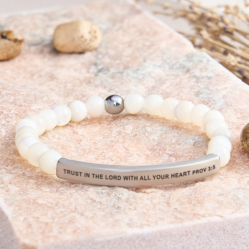 FuAttract Trust In The Lord With All Your Heart Prov 3:5 Tube Bead Bracelet - Moonstone - Silver - image 47