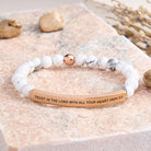 FuAttract Trust In The Lord With All Your Heart Prov 3:5 Tube Bead Bracelet - White Turquoise - Rose Gold - image 28